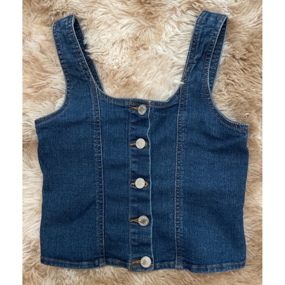 Art Class Girls Medium Wash Denim Button Down Tank Top Size L 10/12